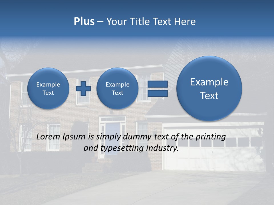 A Large Brick House With A Blue Door PowerPoint Template