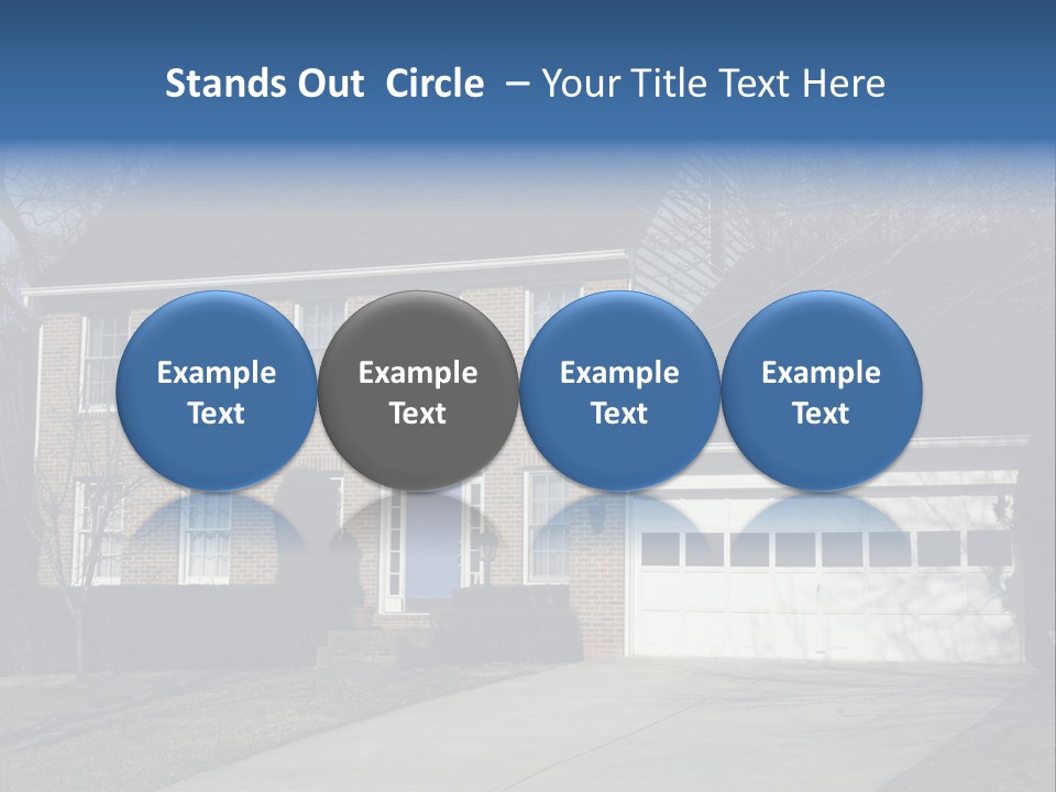 A Large Brick House With A Blue Door PowerPoint Template