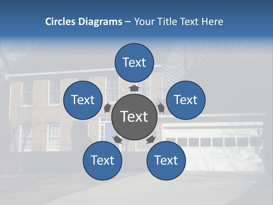 A Large Brick House With A Blue Door PowerPoint Template