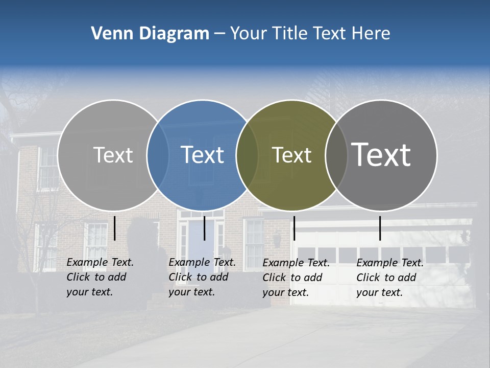 A Large Brick House With A Blue Door PowerPoint Template