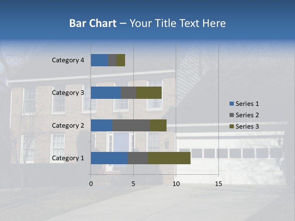A Large Brick House With A Blue Door PowerPoint Template
