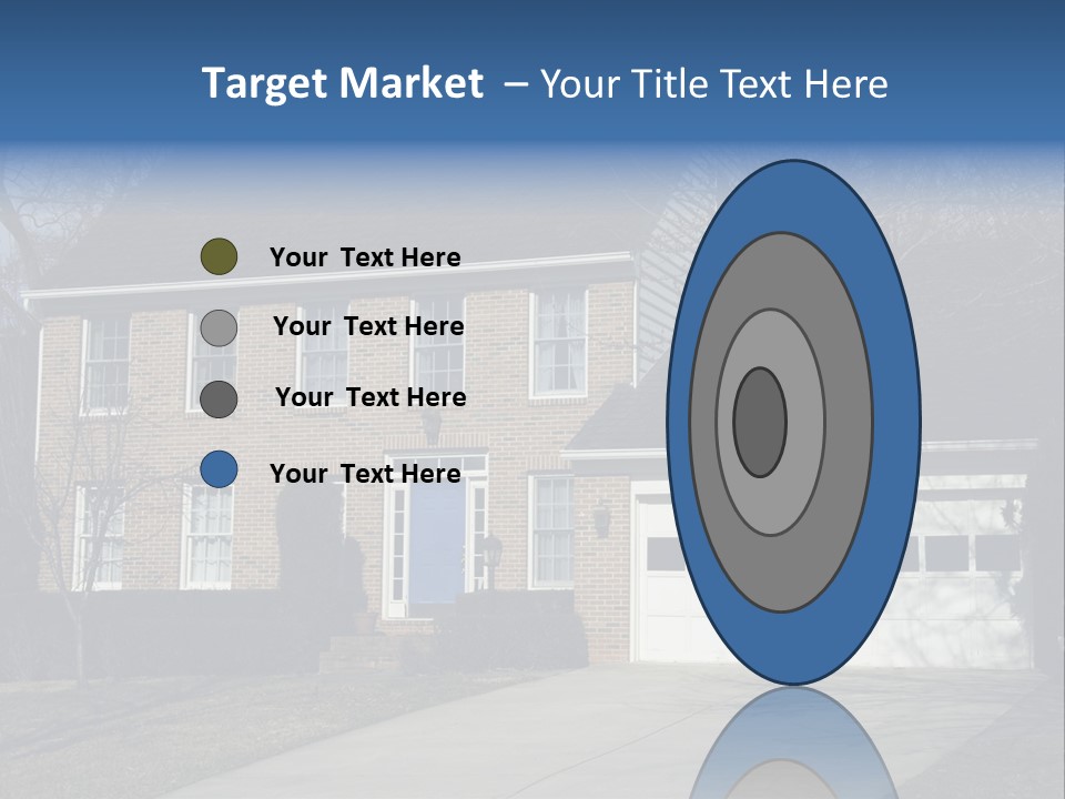 A Large Brick House With A Blue Door PowerPoint Template