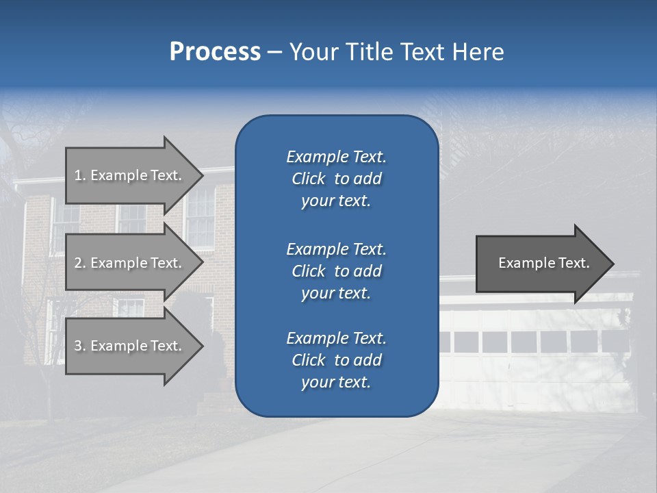 A Large Brick House With A Blue Door PowerPoint Template