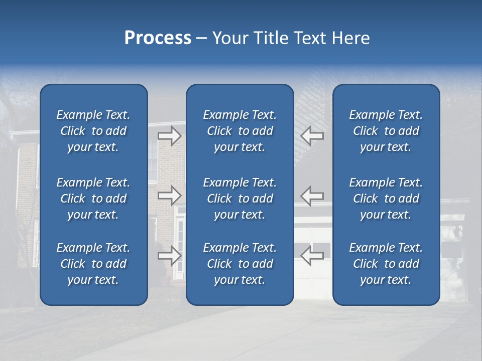 A Large Brick House With A Blue Door PowerPoint Template