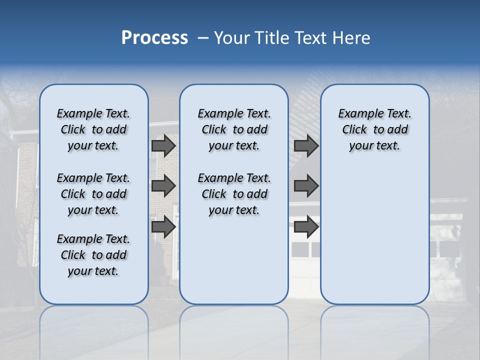 A Large Brick House With A Blue Door PowerPoint Template
