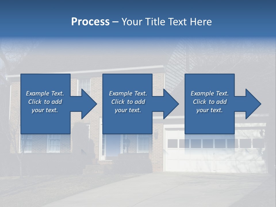 A Large Brick House With A Blue Door PowerPoint Template