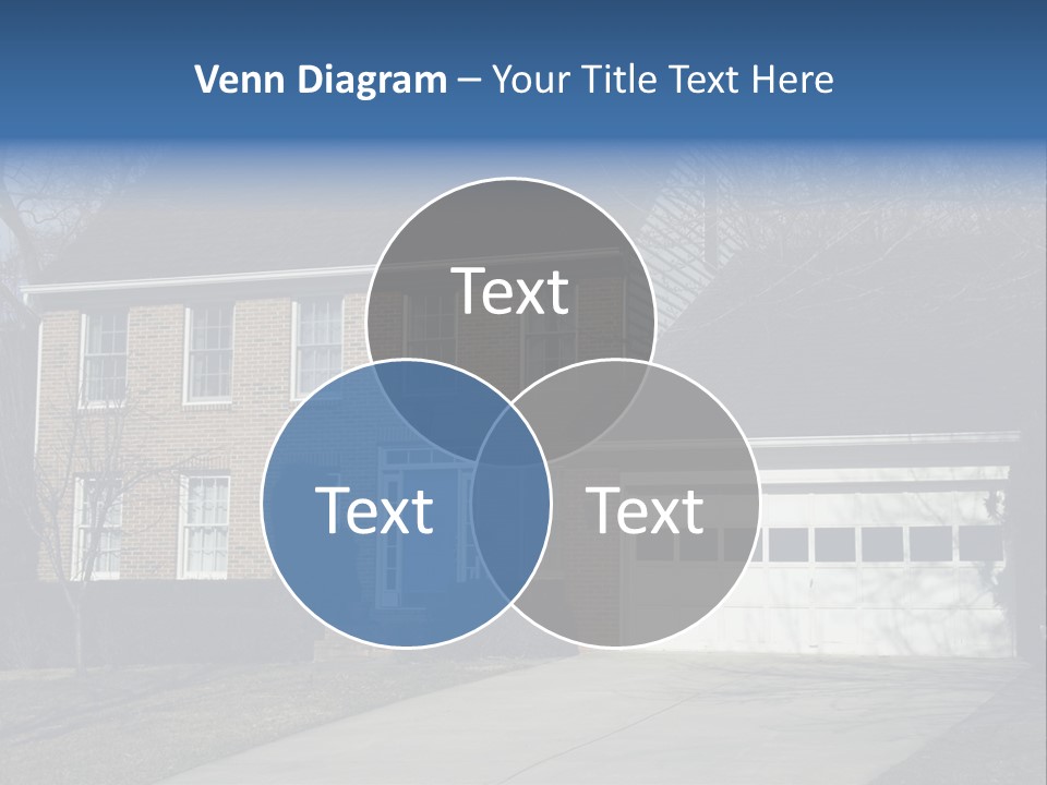 A Large Brick House With A Blue Door PowerPoint Template