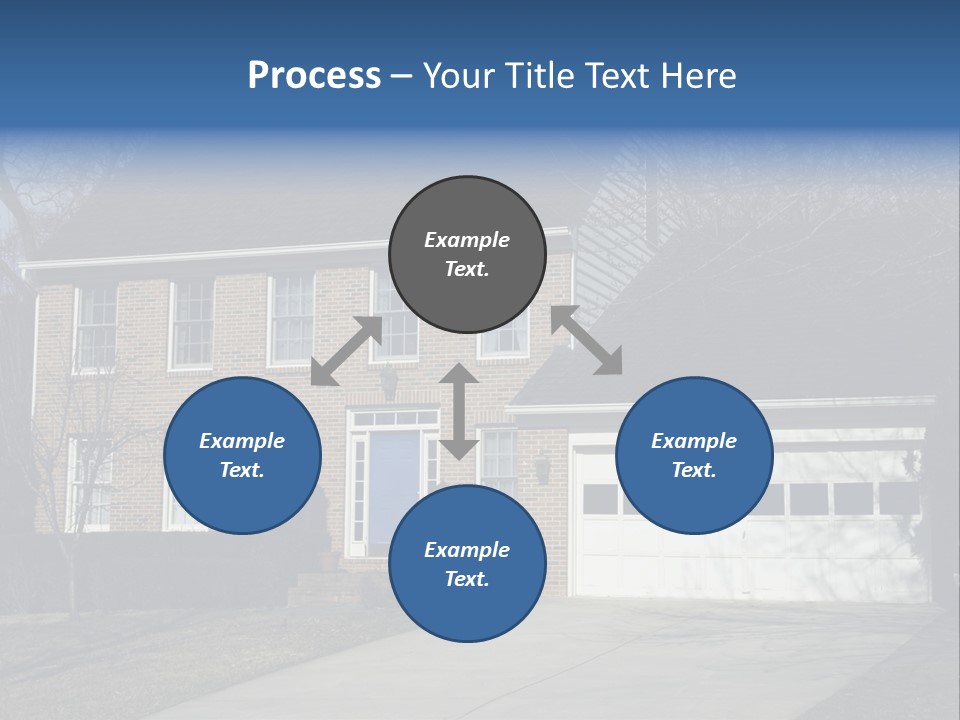 A Large Brick House With A Blue Door PowerPoint Template
