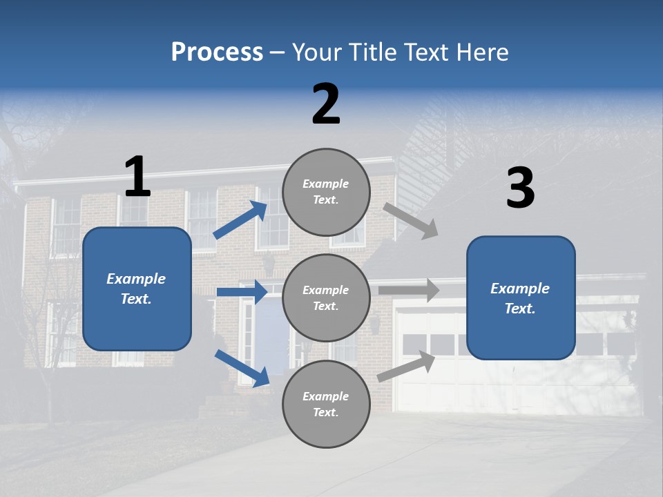 A Large Brick House With A Blue Door PowerPoint Template