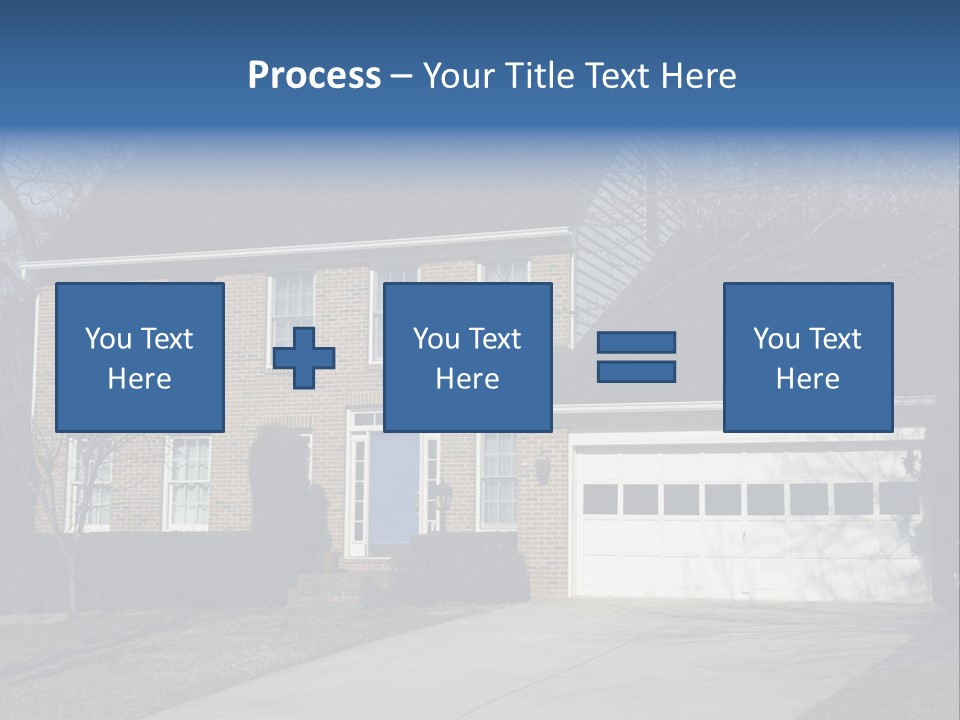 A Large Brick House With A Blue Door PowerPoint Template