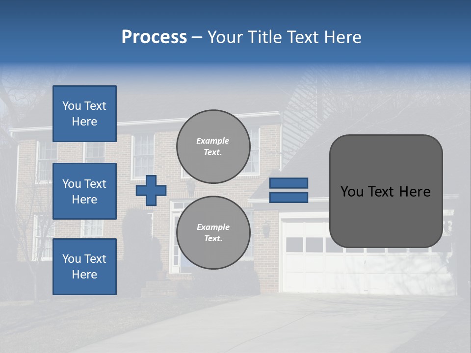 A Large Brick House With A Blue Door PowerPoint Template