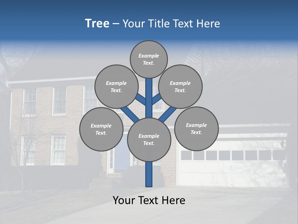 A Large Brick House With A Blue Door PowerPoint Template