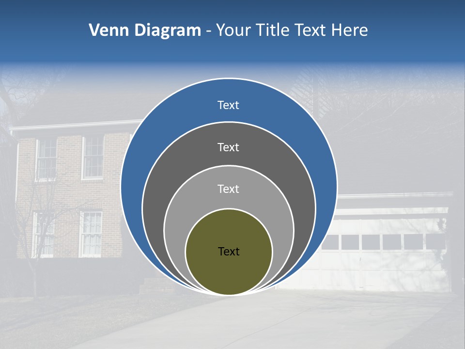 A Large Brick House With A Blue Door PowerPoint Template
