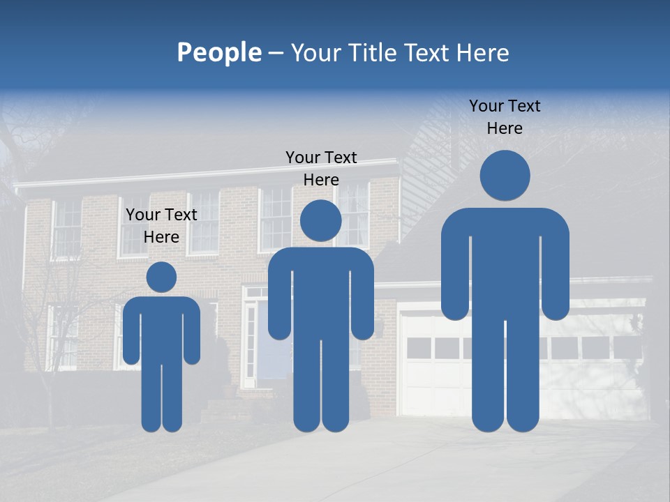 A Large Brick House With A Blue Door PowerPoint Template