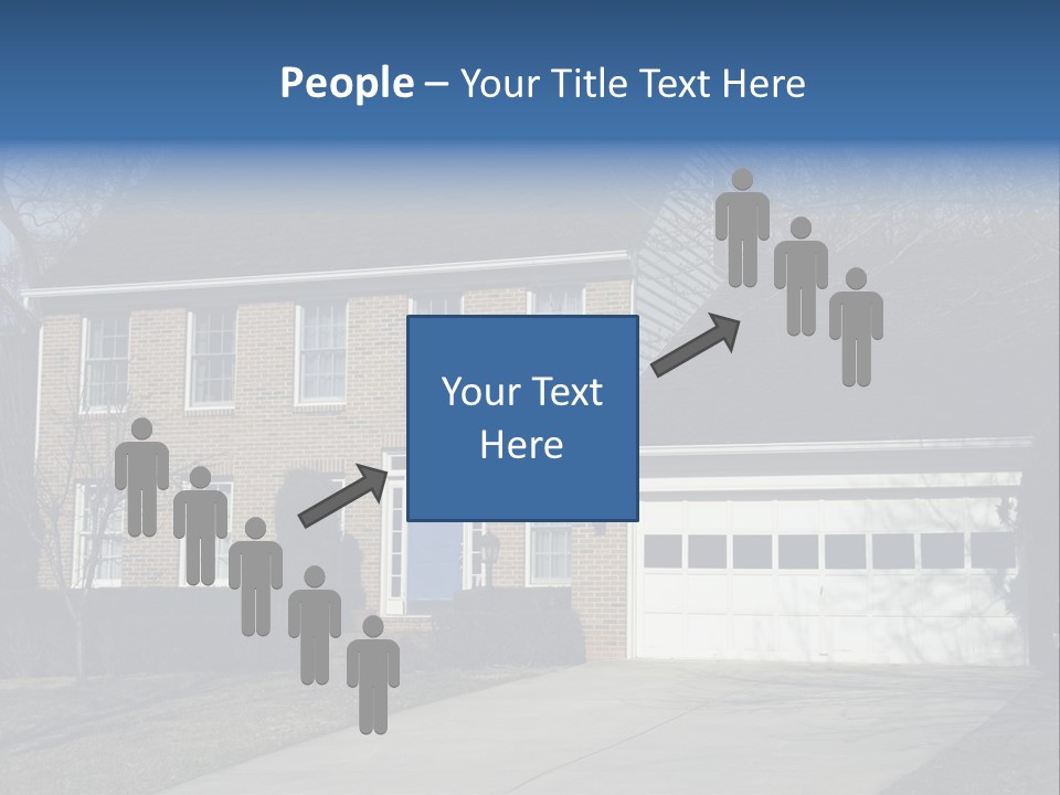 A Large Brick House With A Blue Door PowerPoint Template