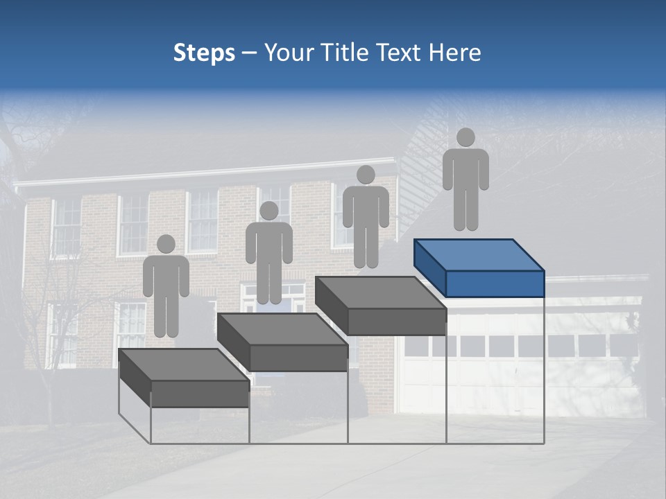 A Large Brick House With A Blue Door PowerPoint Template
