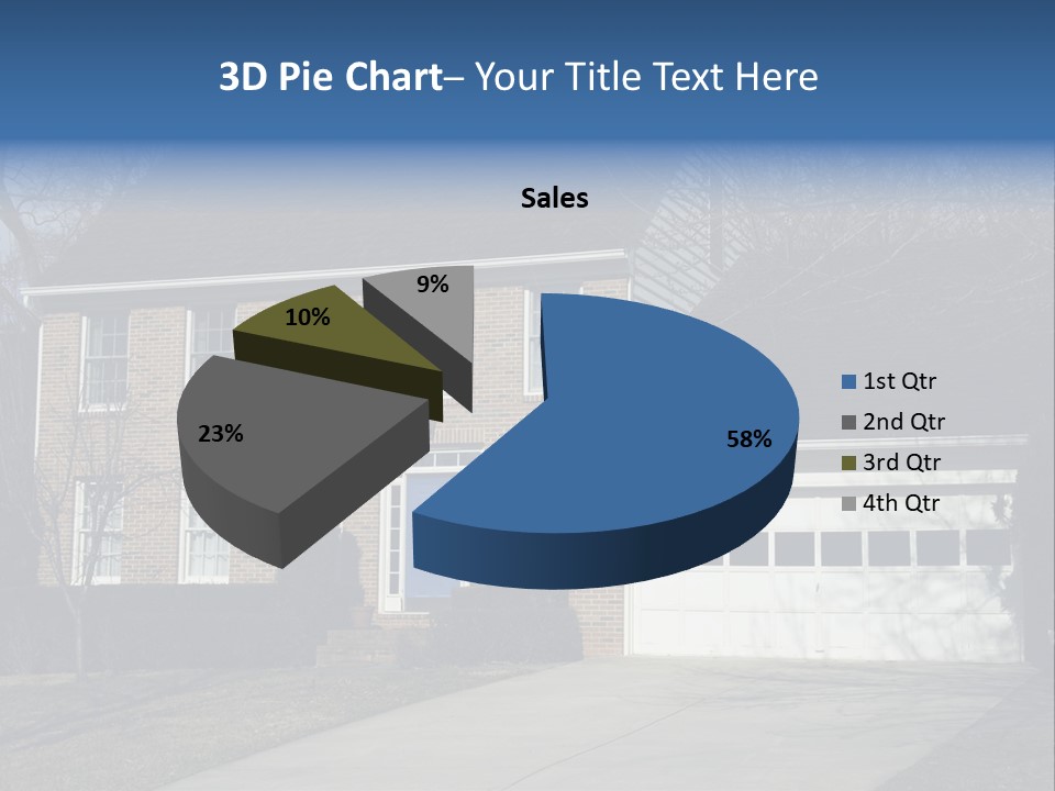 A Large Brick House With A Blue Door PowerPoint Template