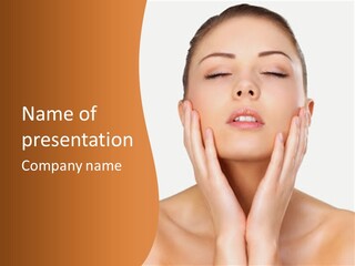 A Woman With Her Hands On Her Face PowerPoint Template