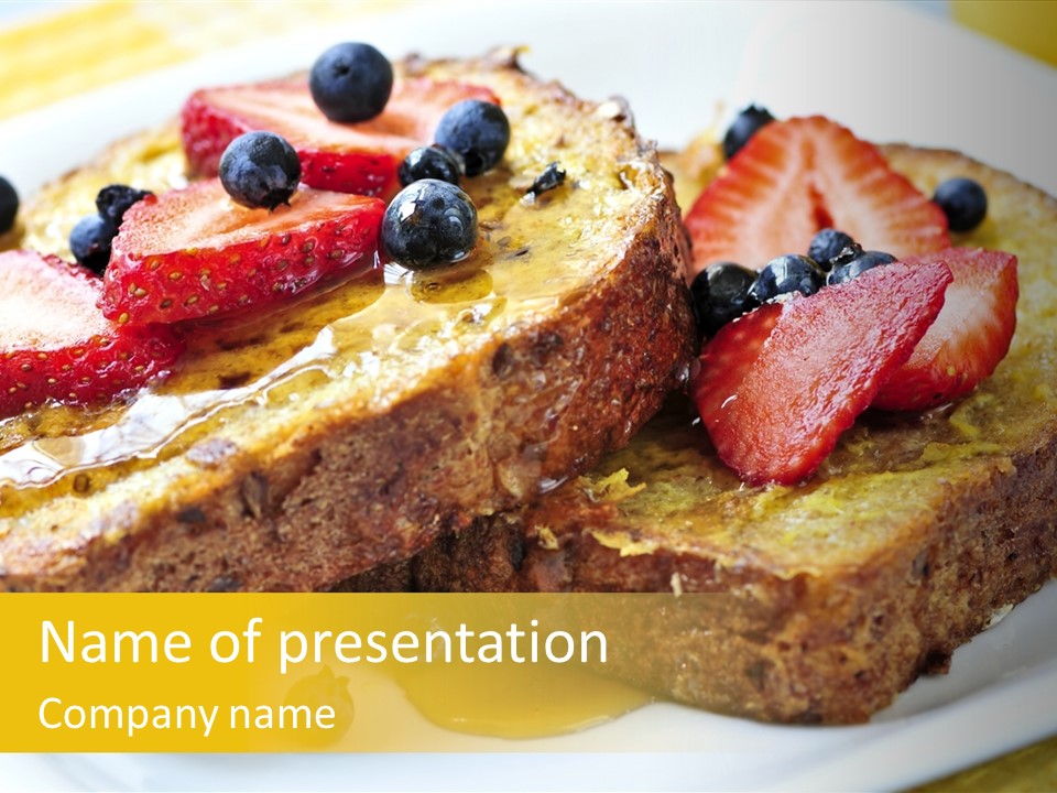 Breakfast Of French Toast With Fresh Berries And Maple Syrup PowerPoint Template