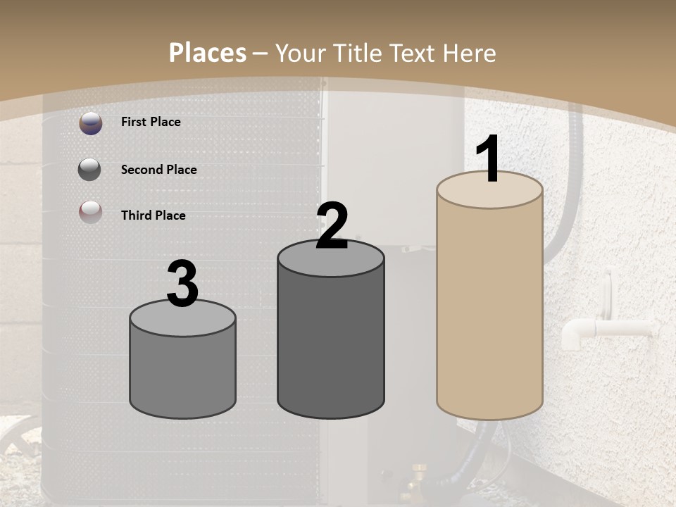 Air Conditioner And Heat Pump Compressor Unit In Backyard PowerPoint Template