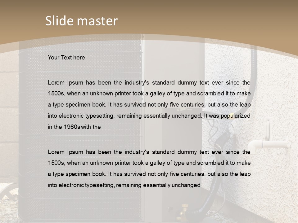 Air Conditioner And Heat Pump Compressor Unit In Backyard PowerPoint Template