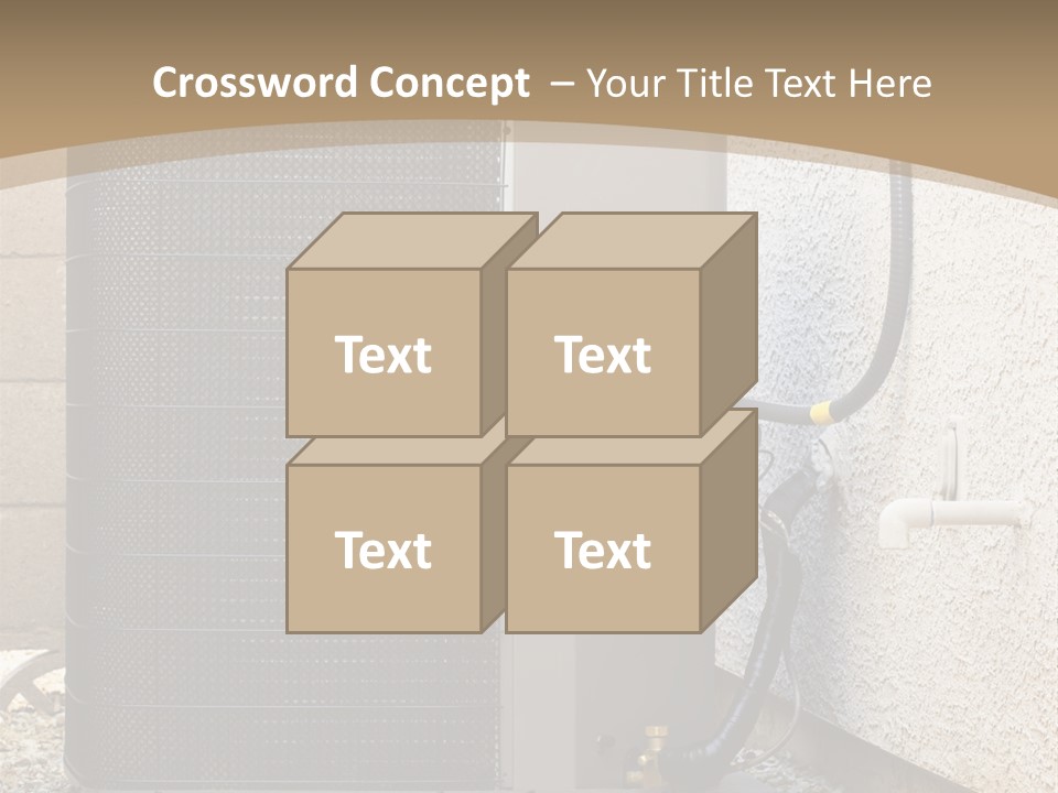 Air Conditioner And Heat Pump Compressor Unit In Backyard PowerPoint Template