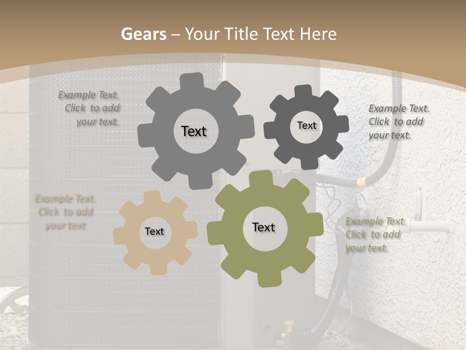 Air Conditioner And Heat Pump Compressor Unit In Backyard PowerPoint Template