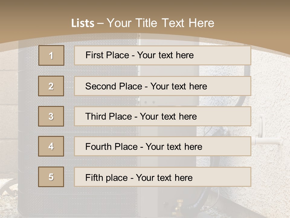 Air Conditioner And Heat Pump Compressor Unit In Backyard PowerPoint Template