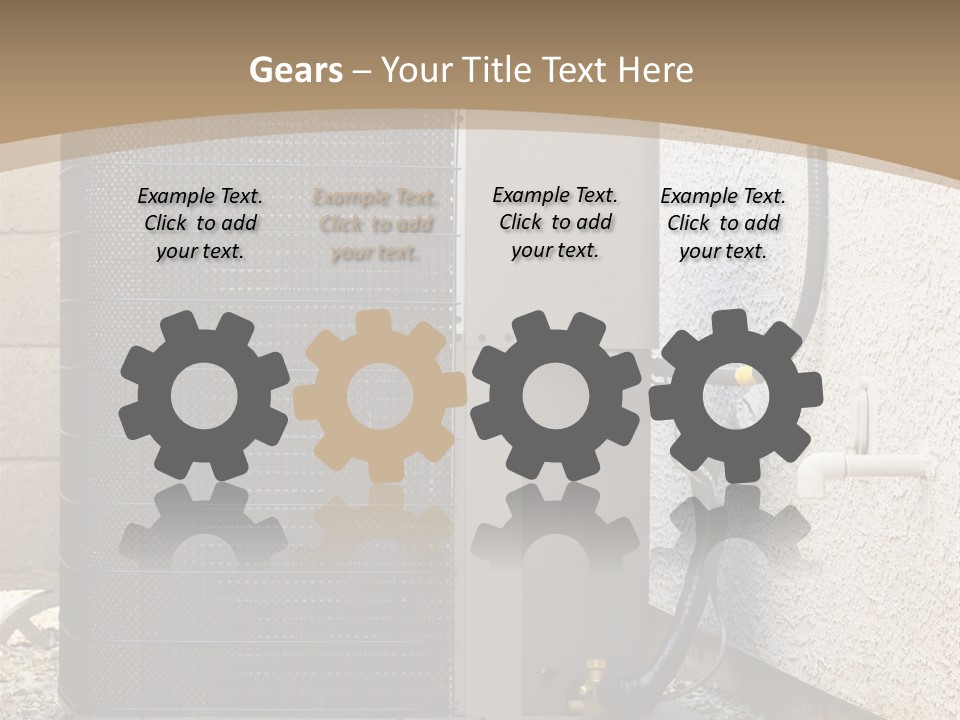 Air Conditioner And Heat Pump Compressor Unit In Backyard PowerPoint Template