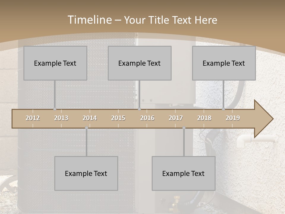 Air Conditioner And Heat Pump Compressor Unit In Backyard PowerPoint Template
