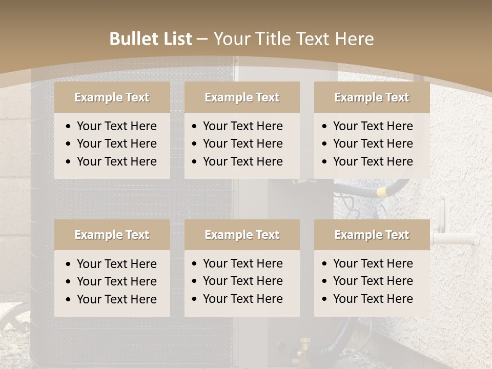 Air Conditioner And Heat Pump Compressor Unit In Backyard PowerPoint Template