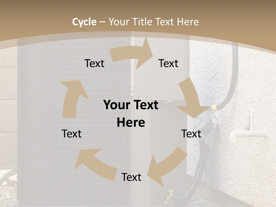 Air Conditioner And Heat Pump Compressor Unit In Backyard PowerPoint Template