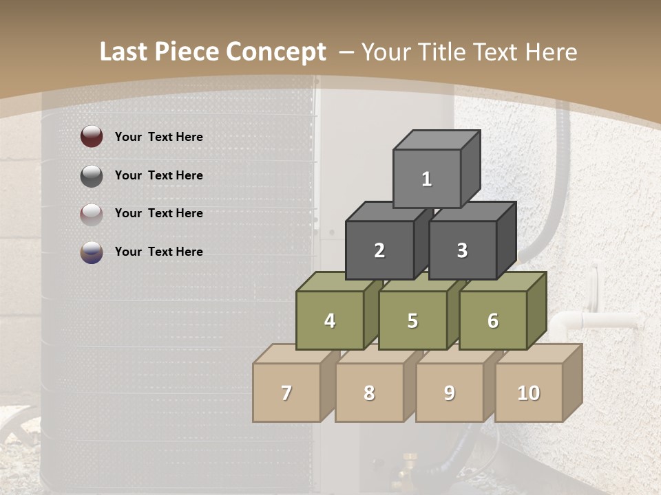 Air Conditioner And Heat Pump Compressor Unit In Backyard PowerPoint Template