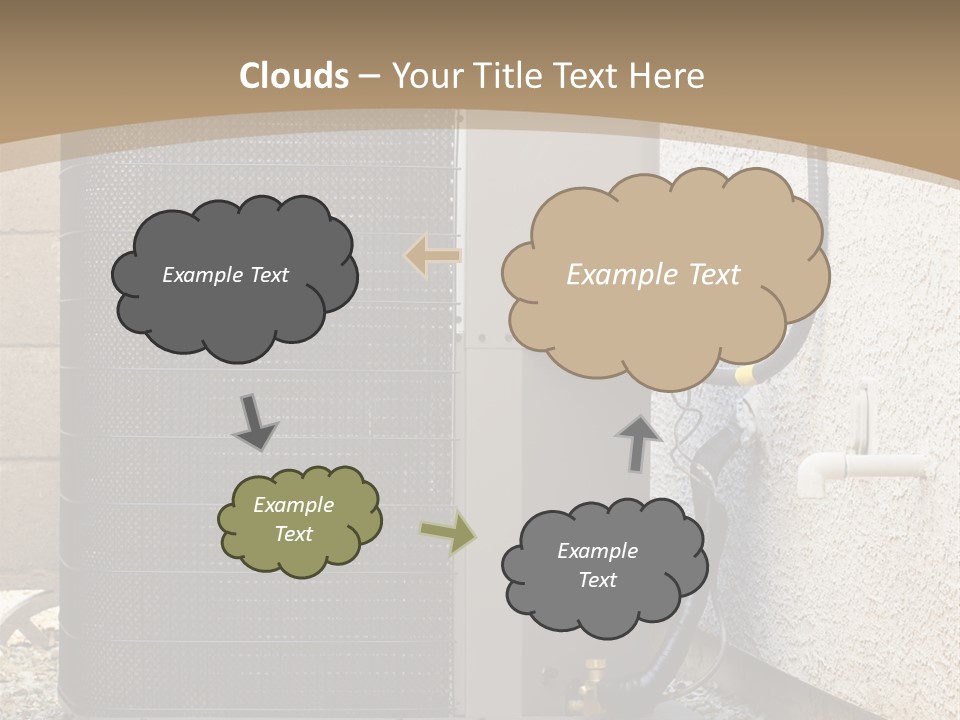 Air Conditioner And Heat Pump Compressor Unit In Backyard PowerPoint Template