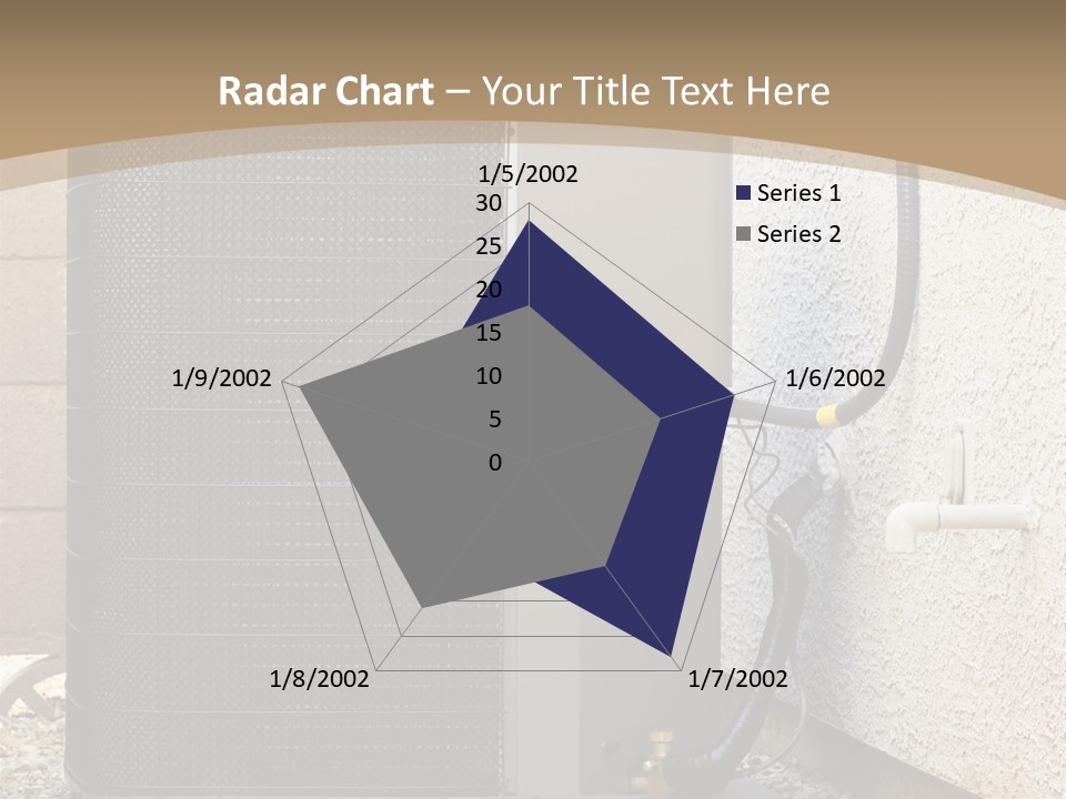 Air Conditioner And Heat Pump Compressor Unit In Backyard PowerPoint Template