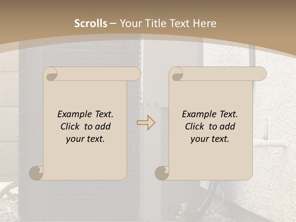 Air Conditioner And Heat Pump Compressor Unit In Backyard PowerPoint Template