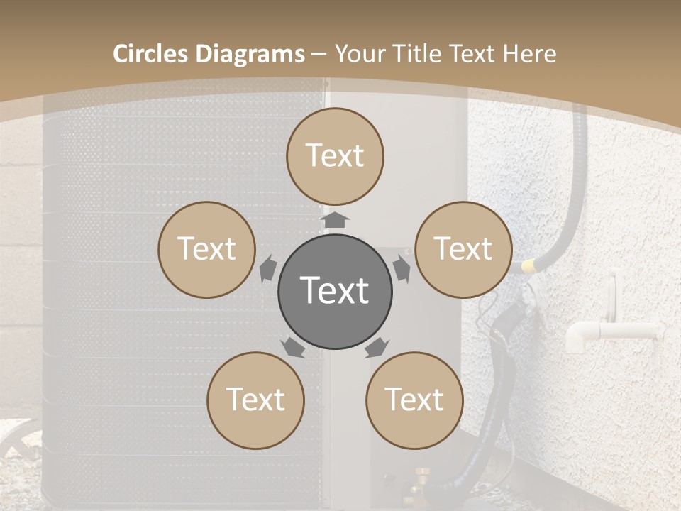 Air Conditioner And Heat Pump Compressor Unit In Backyard PowerPoint Template