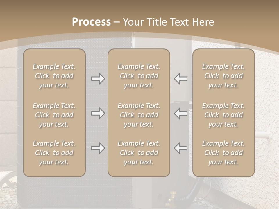 Air Conditioner And Heat Pump Compressor Unit In Backyard PowerPoint Template