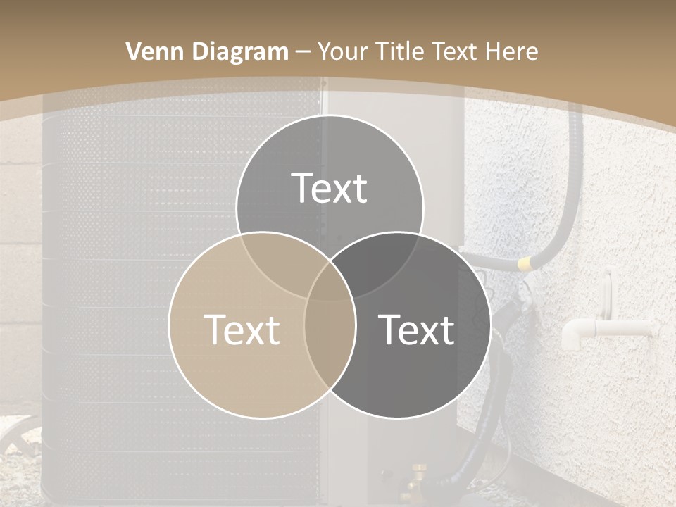 Air Conditioner And Heat Pump Compressor Unit In Backyard PowerPoint Template