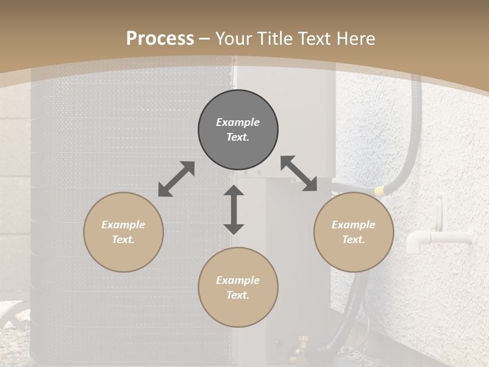Air Conditioner And Heat Pump Compressor Unit In Backyard PowerPoint Template