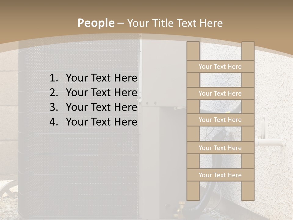 Air Conditioner And Heat Pump Compressor Unit In Backyard PowerPoint Template