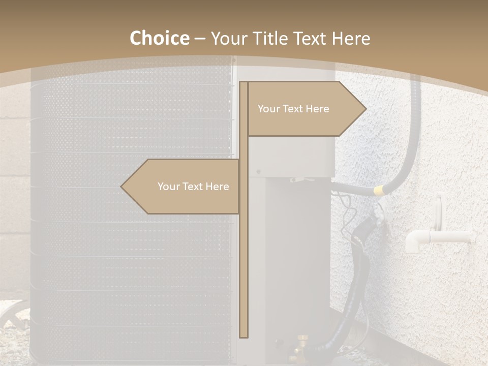 Air Conditioner And Heat Pump Compressor Unit In Backyard PowerPoint Template