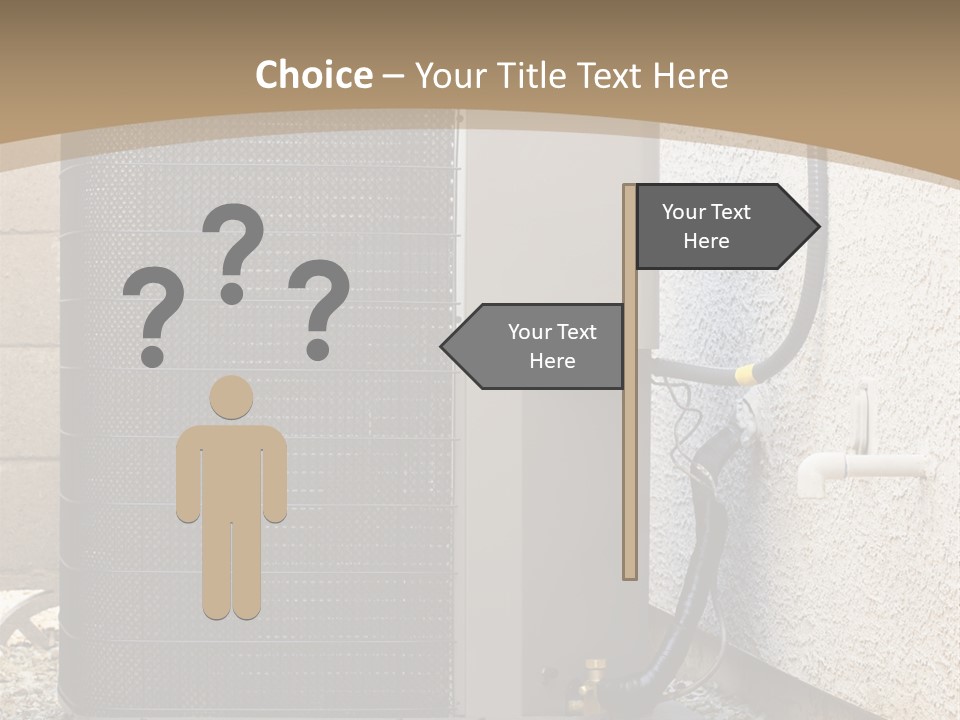 Air Conditioner And Heat Pump Compressor Unit In Backyard PowerPoint Template