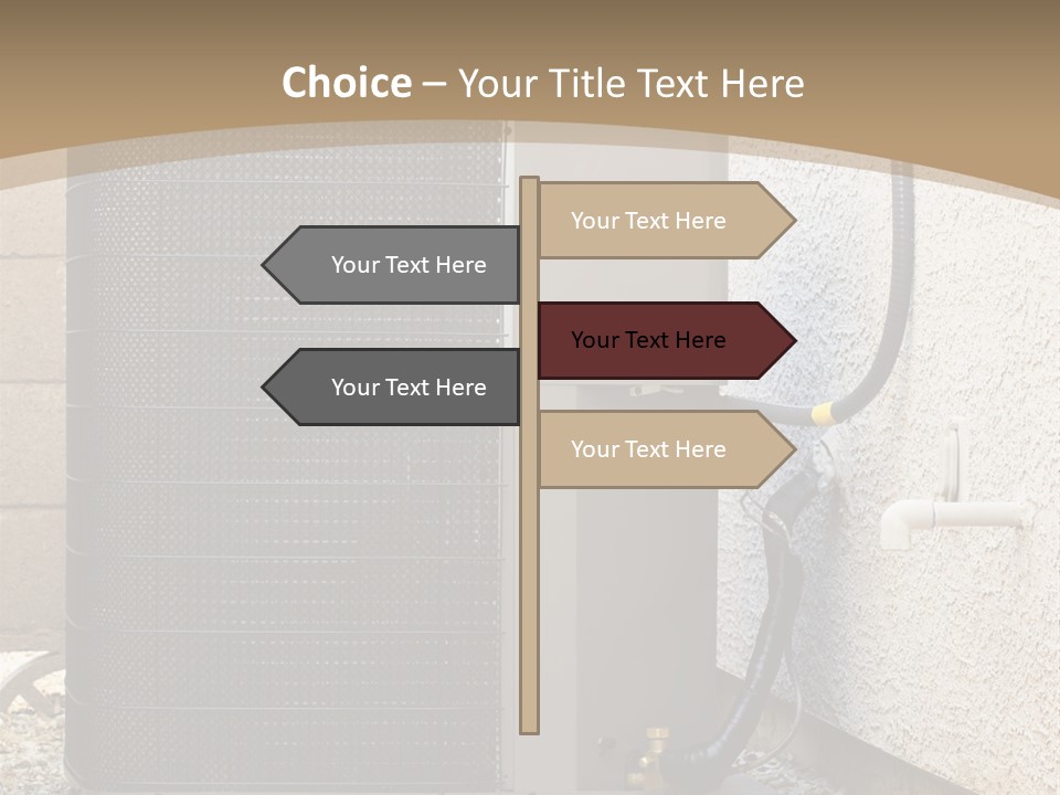 Air Conditioner And Heat Pump Compressor Unit In Backyard PowerPoint Template