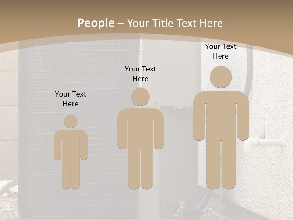 Air Conditioner And Heat Pump Compressor Unit In Backyard PowerPoint Template