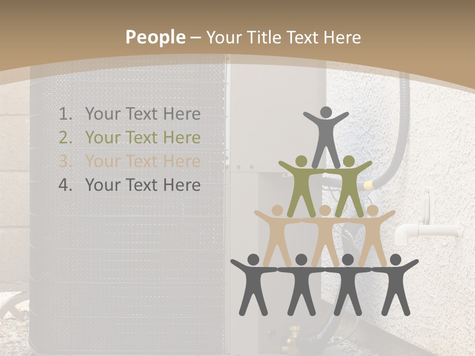 Air Conditioner And Heat Pump Compressor Unit In Backyard PowerPoint Template