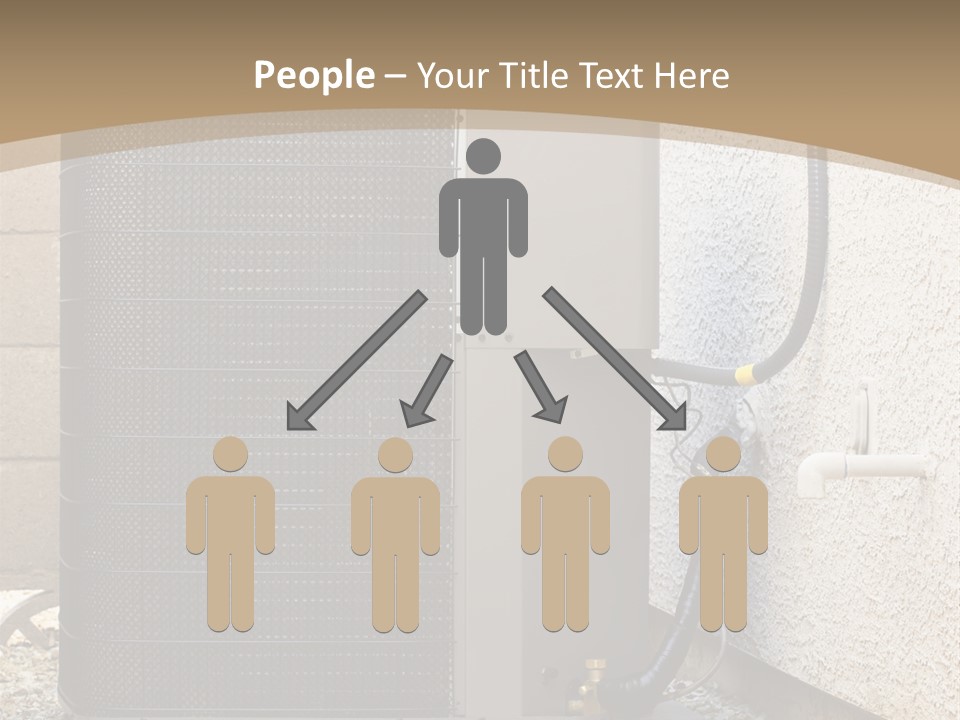 Air Conditioner And Heat Pump Compressor Unit In Backyard PowerPoint Template