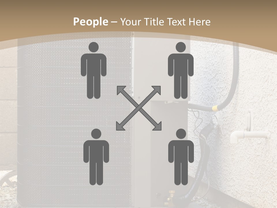 Air Conditioner And Heat Pump Compressor Unit In Backyard PowerPoint Template