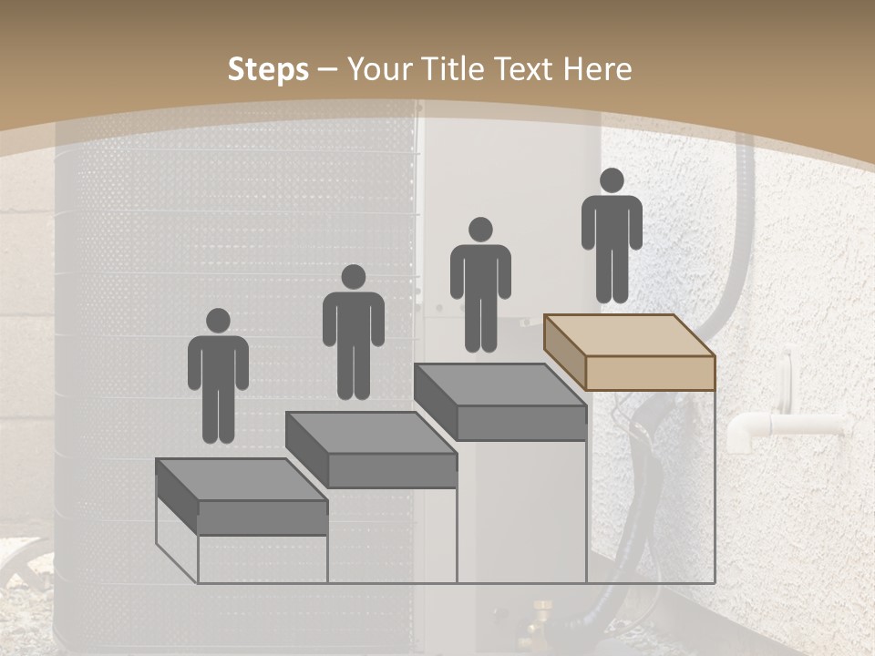 Air Conditioner And Heat Pump Compressor Unit In Backyard PowerPoint Template