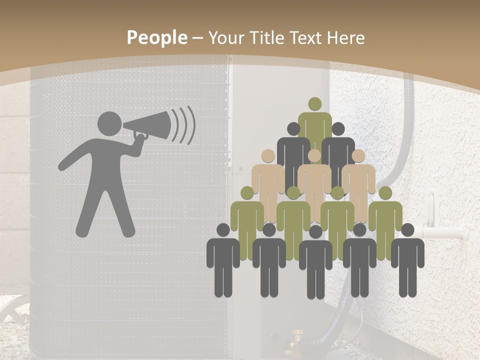 Air Conditioner And Heat Pump Compressor Unit In Backyard PowerPoint Template